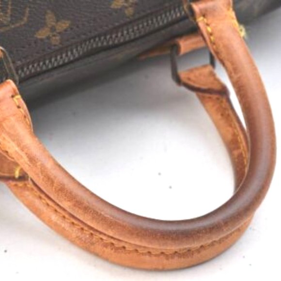 Vintage Louis Vuitton Speedy 35 Monogram Satchel Shoulder Bag Leather Gold - Picture 8 of 15